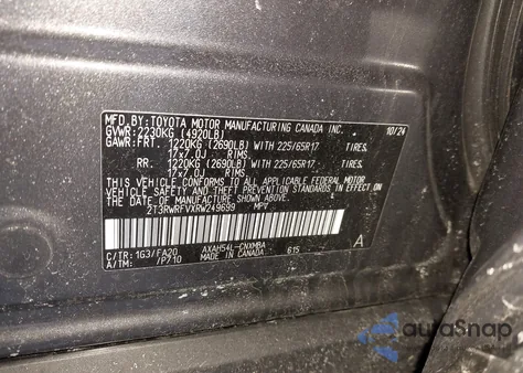 2024 Toyota Rav4 Hybrid Xle z USA, uszkodzony, nr VIN 2T3RWRFVXRW249699